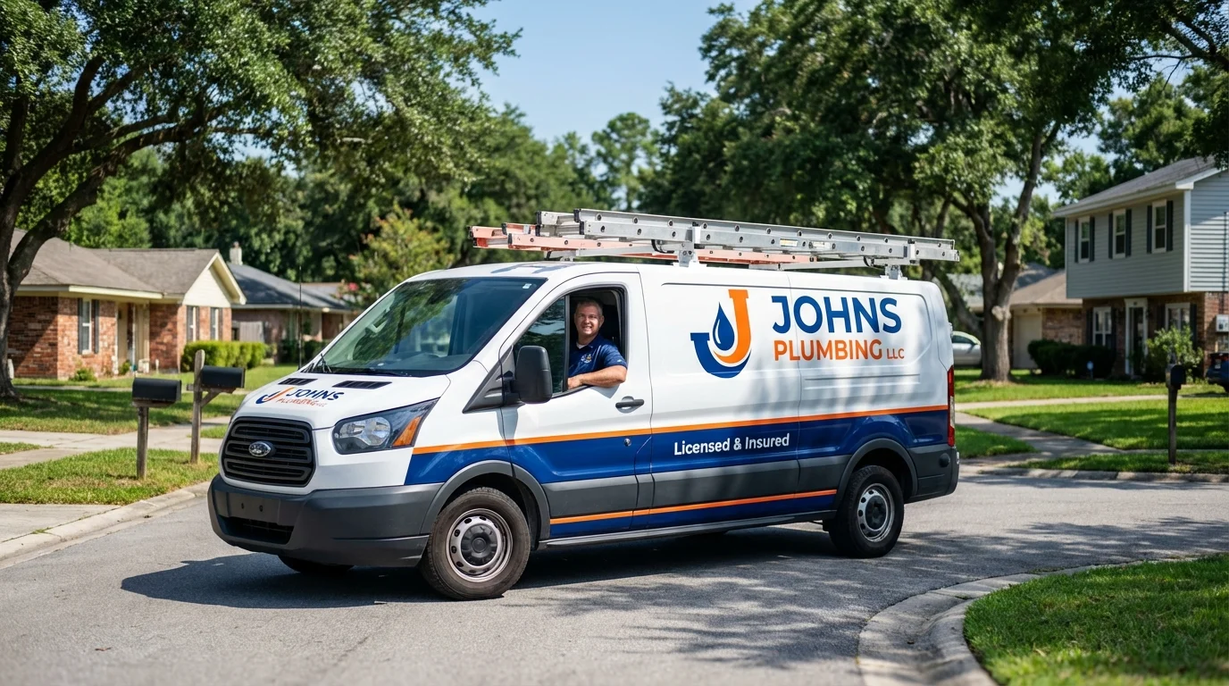Johns Plumbing LLC service van in East Troy, WI