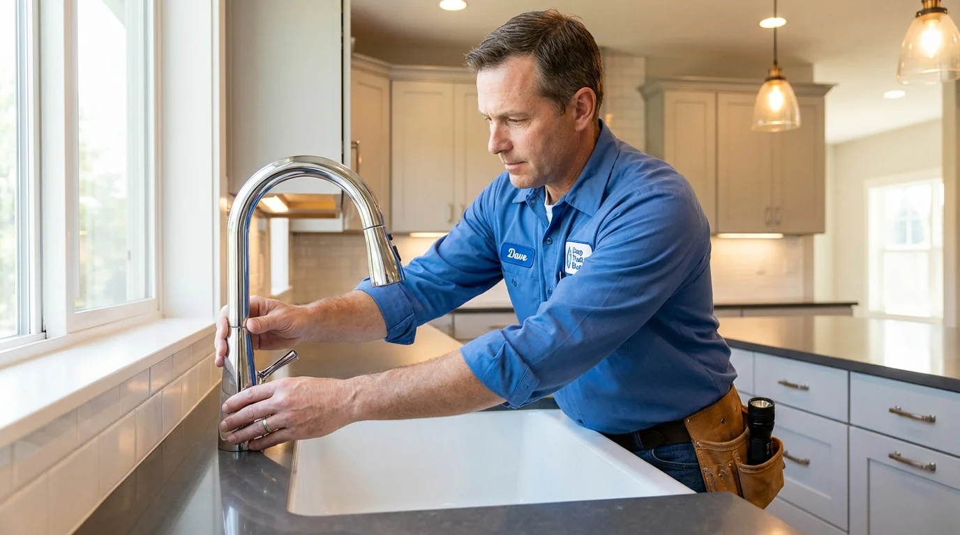 Kitchen faucet installation by Johns Plumbing LLC in East Troy