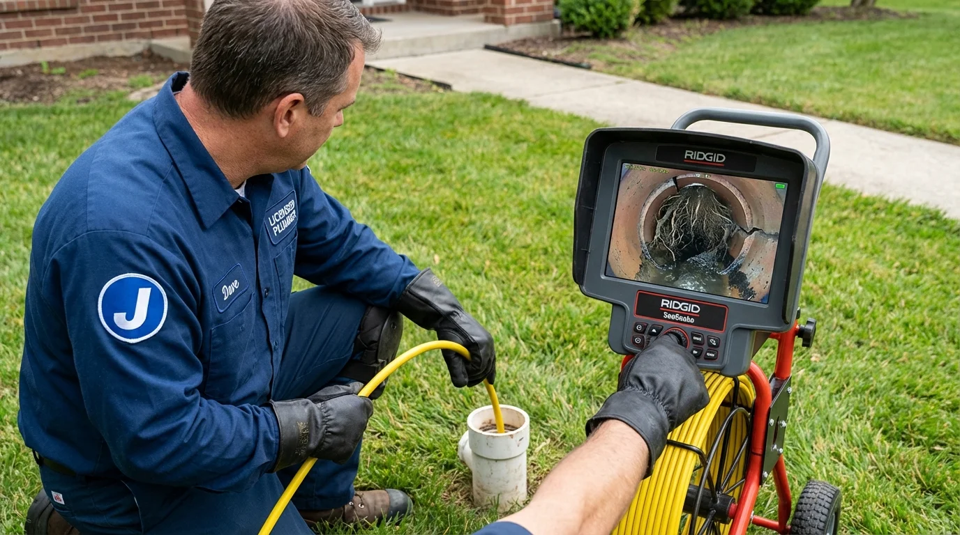 Sewer camera inspection being performed by Johns Plumbing LLC in East Troy